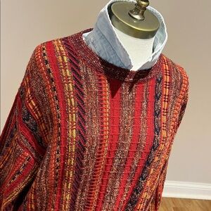 Norm Thompson 1990’s vintage wool burgundy  mulitcolor  Crewneck Sweater M-L